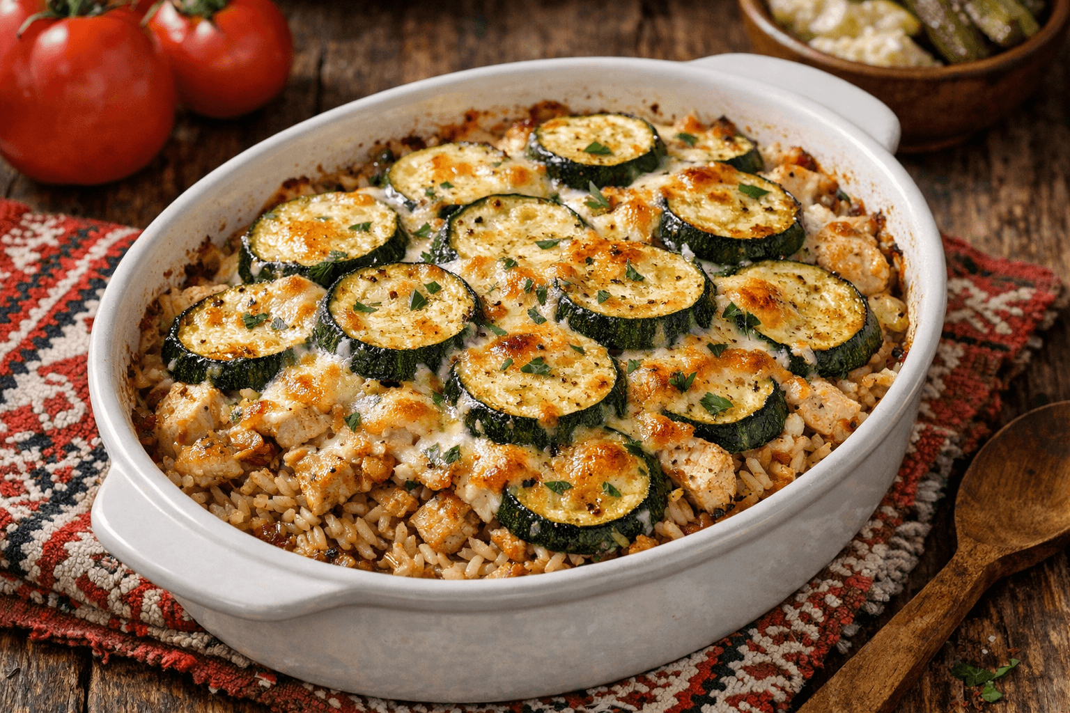 Layered Zucchini with Chicken and Brown Rice