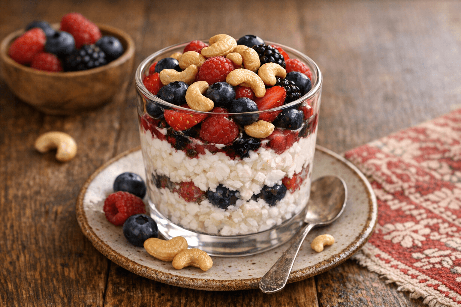 Cottage Cheese and Berry Cup with Cashews