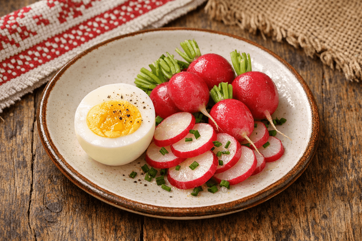 Főtt Tojás és Retek