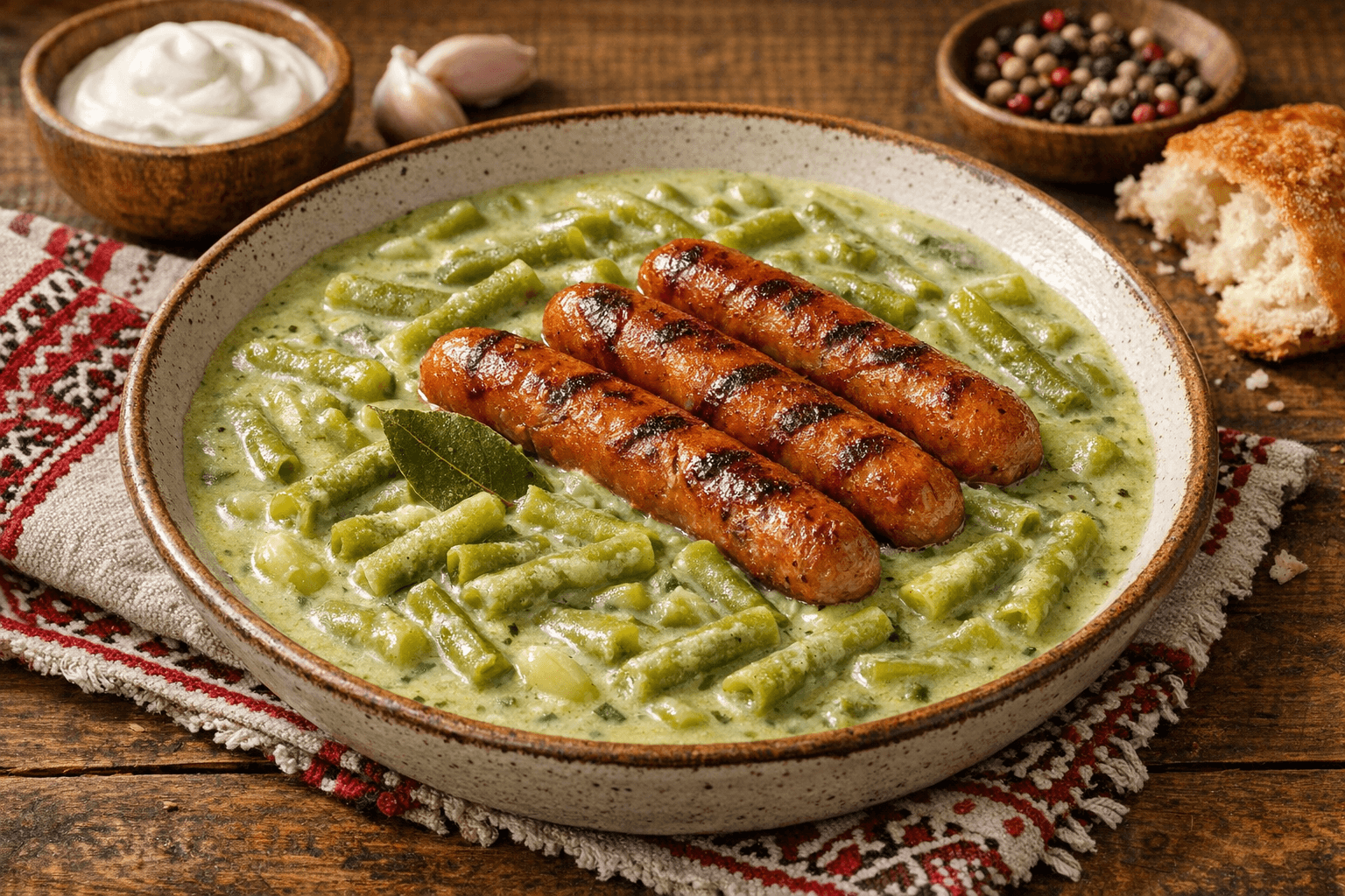 Green Bean Stew with Fried Sausage (without roux)